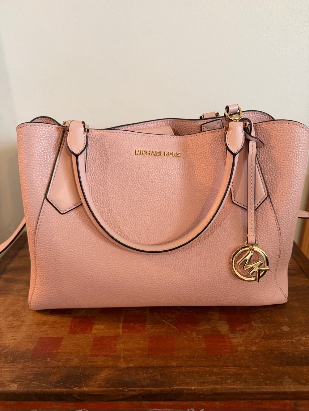 Michael Kors Blush Pink Pebbled Leather Tote with Gold Hardware